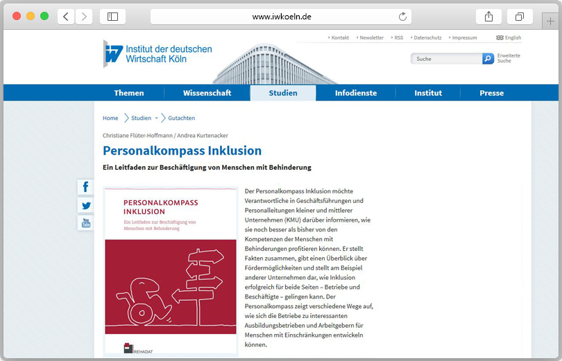 Website-Screenshot des Personalkompasses auf den Seiten des Institus der deutschen Wirtschaft
