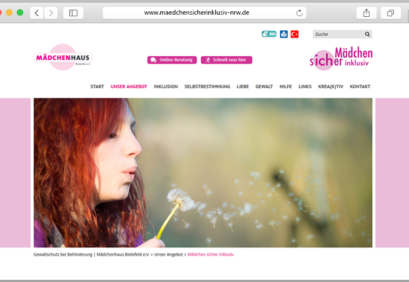 Screenshot des Portals "Mädchen sicher inklusiv"