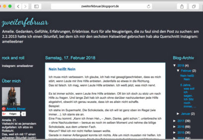 Screenshot des Blogs von Amelie Ebner.