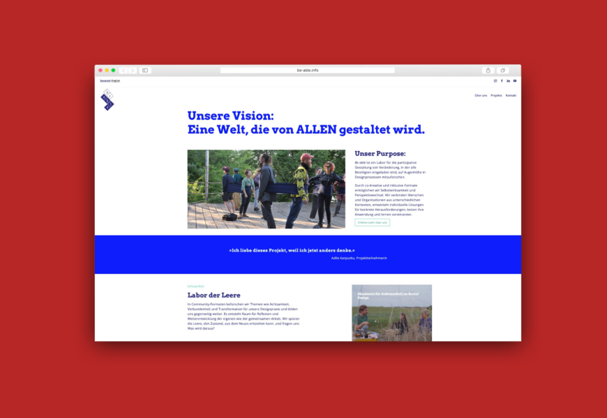 Screenshot der Be-Able-Website