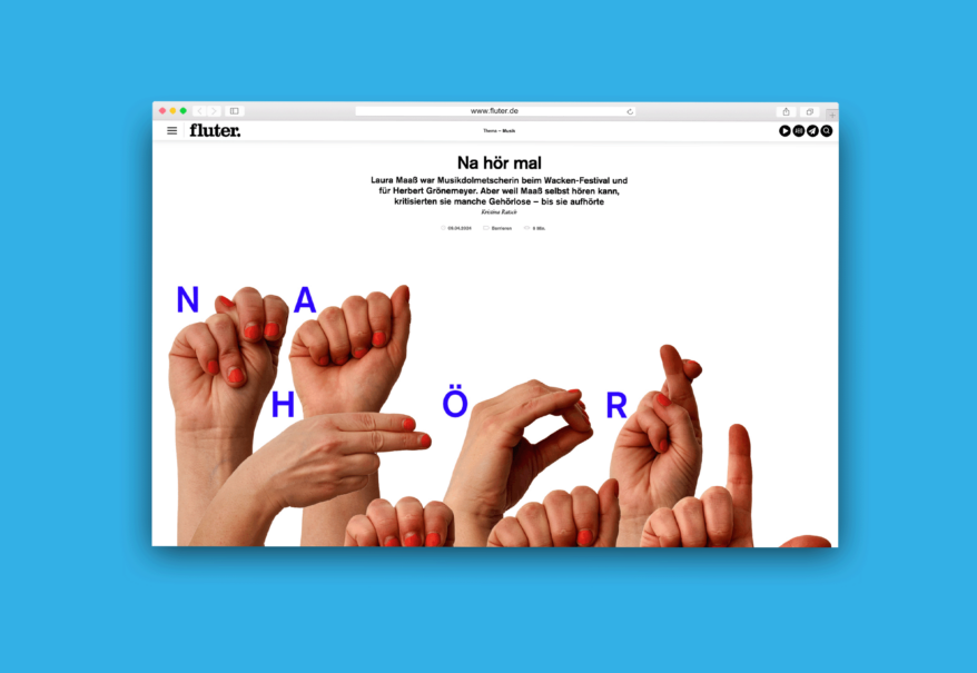 Gelb hinterlegtes Bildschirmfoto des Fluter-Artikels