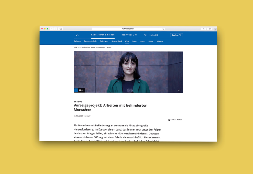Gelb hinterlegtes Bildschirmfoto des Artikels auf der MDR-Website