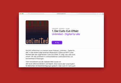 Screenshot der Unlimited-Podcast-Folge „Curb Cut“ bei Apple Podcasts
