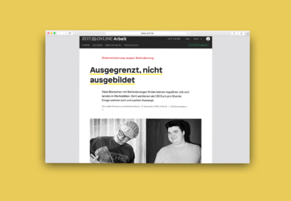 Gelb hinterlegtes Bildschirmfoto des Artikels auf zeit.de