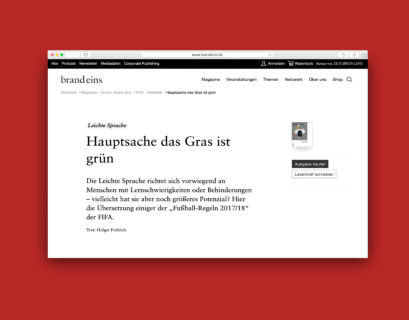Screenshot des Artikels auf brandeins.de